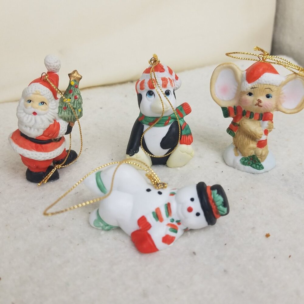 Ornaments Christmas Figures Santa snowman penguin mouse HOMCO porcelain